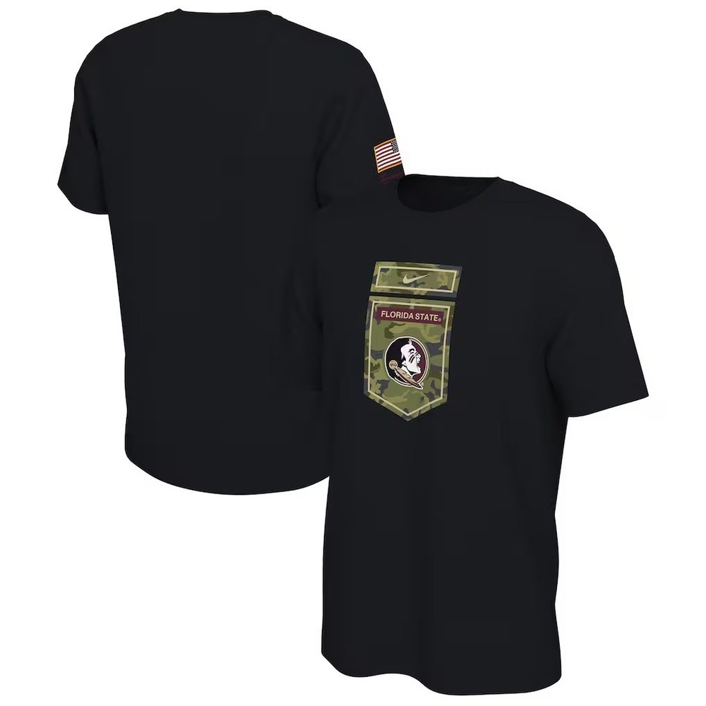 Nike‎ Florida State Seminoles Veterans Camo T Shirt Mens XL Black FSU NCAA